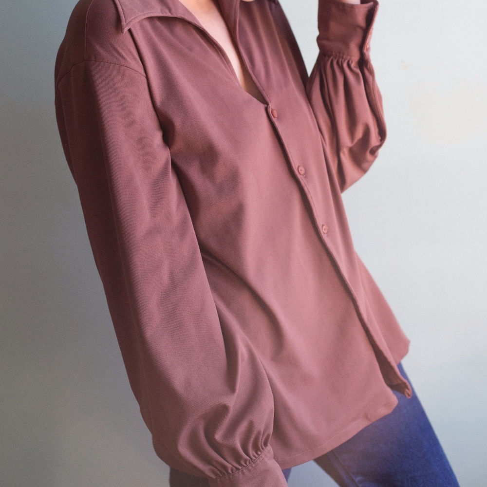 That Vintage 1970's Deep V-Neck Chocolate Shirt - Picture 8 of 8